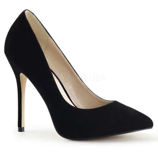 Klassische High Heel Pumps in schwarz Samt von Pleaser USA AMUSE-20